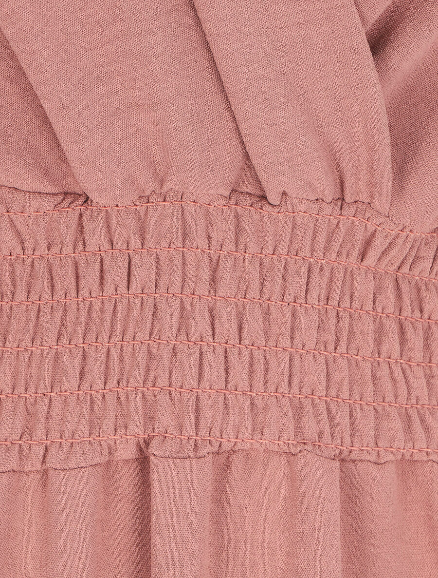 Robe longue cache-coeur à taille élastiquée - Rose - 3