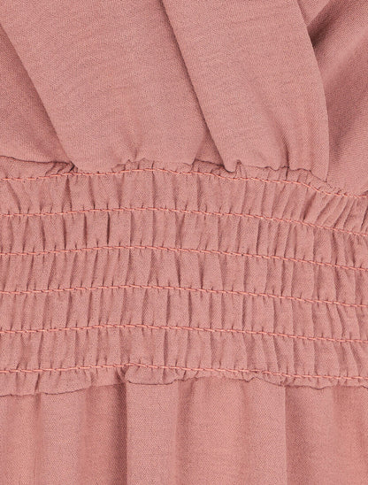 Robe longue cache-coeur à taille élastiquée - Rose - 3