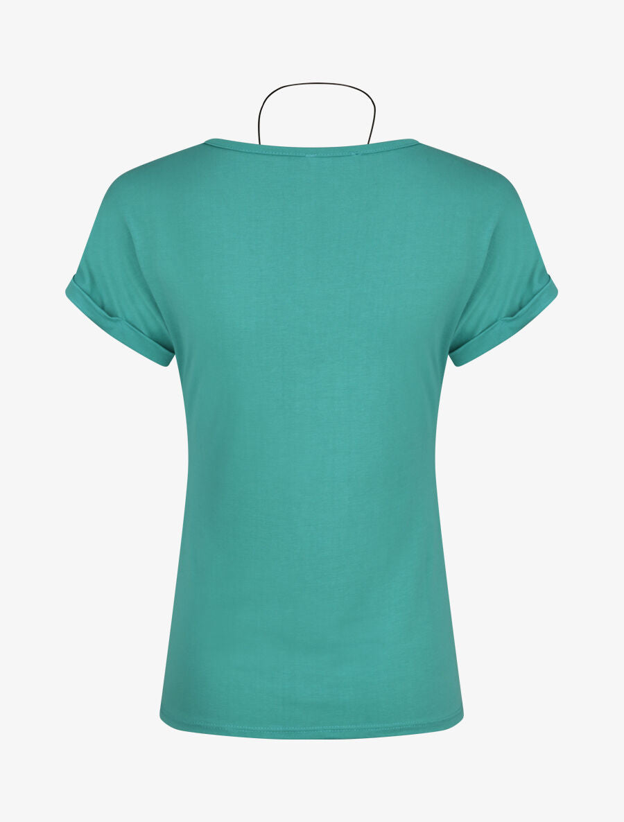 T-shirt slim uni manches courtes - Turquoise - 2