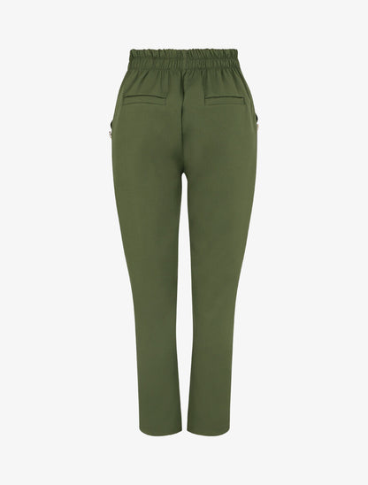 Pantalon slim à boutons stylisés - Kaki - 2