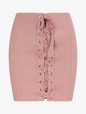 Jupe en simili à lacets - Rose - 4