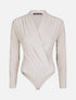 Body drapé à col cache-coeur - Beige - 4