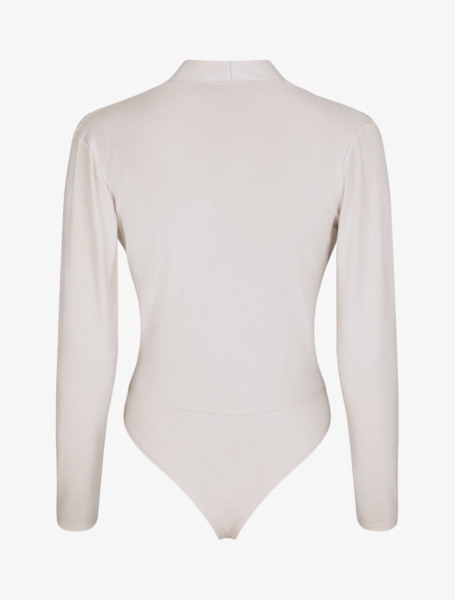 Body drapé à col cache-coeur - Beige - 2