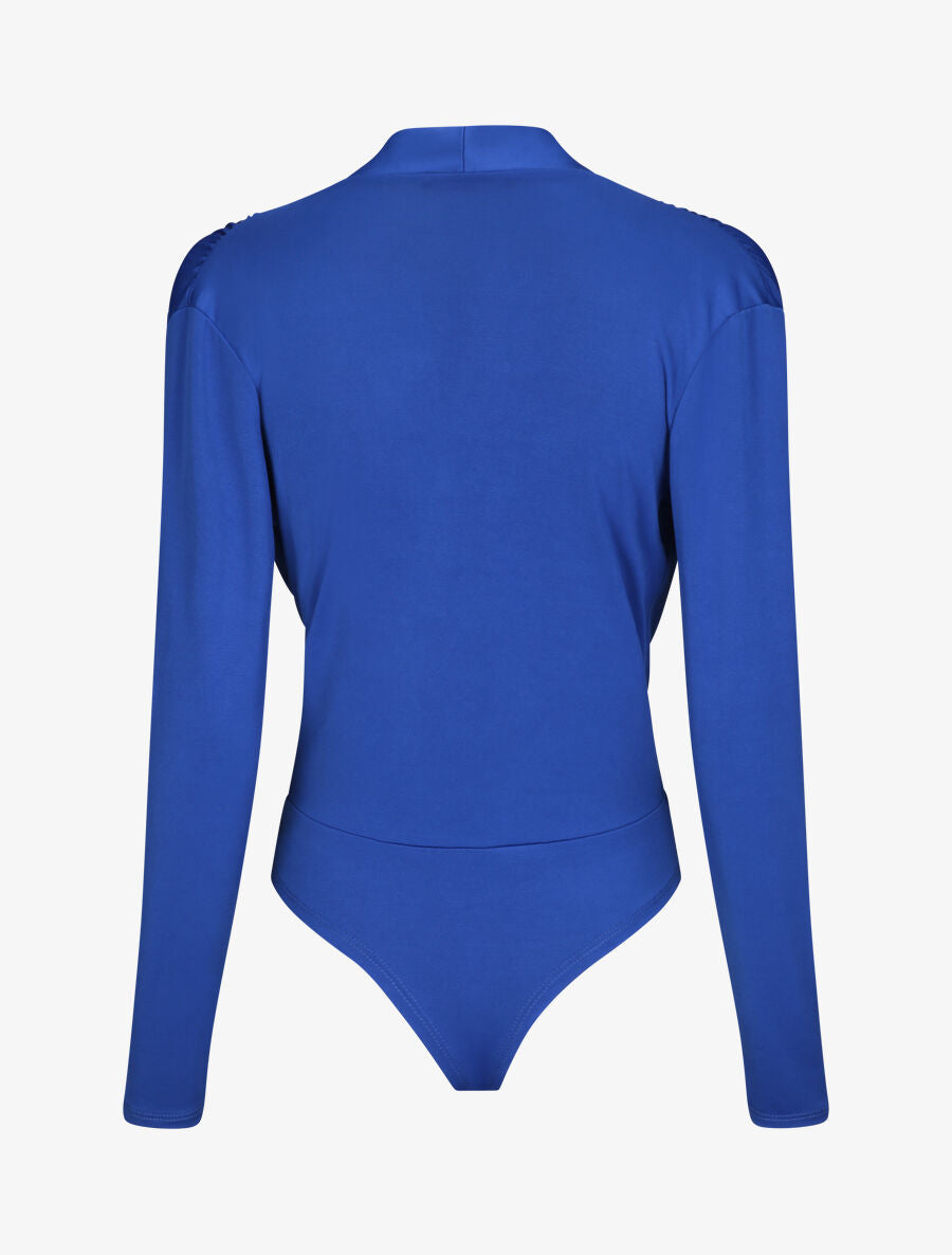 Body drapé à col cache-coeur - Bleu roi - 2