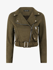 Veste courte en suédine - Kaki - 1
