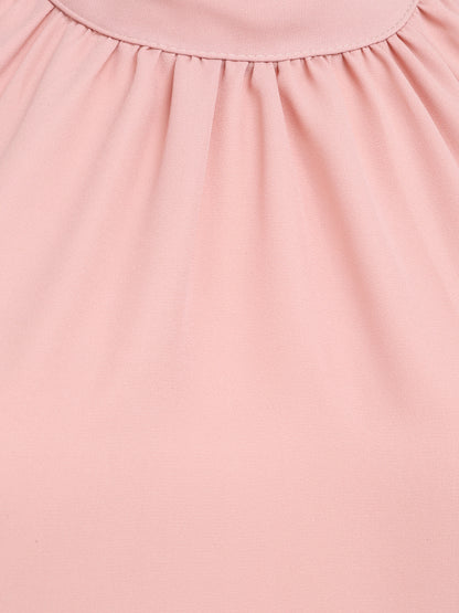 Top droit uni à col américain - Rose pâle - 3