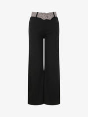 Pantalon flare à ceinture imprimé graphique - Noir - 1