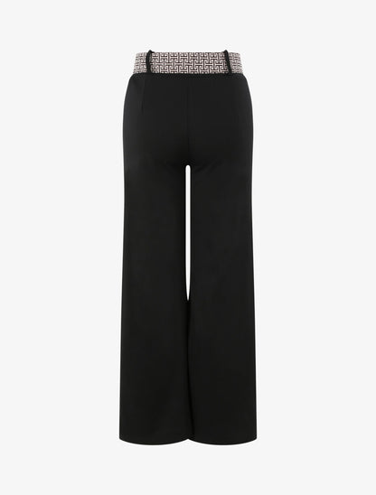 Pantalon flare à ceinture imprimé graphique - Noir - 2