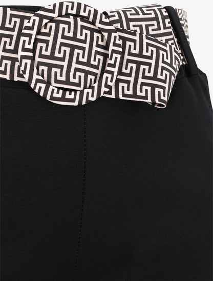 Pantalon flare à ceinture imprimé graphique - Noir - 3