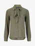 Chemise droite unie à col lavallière - Kaki - 1