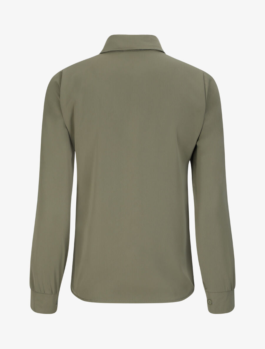 Chemise droite unie à col lavallière - Kaki - 2