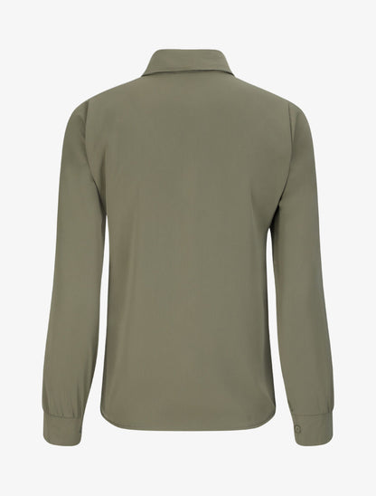Chemise droite unie à col lavallière - Kaki - 2