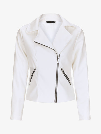 Perfecto droit en simili doublé - Blanc - 1