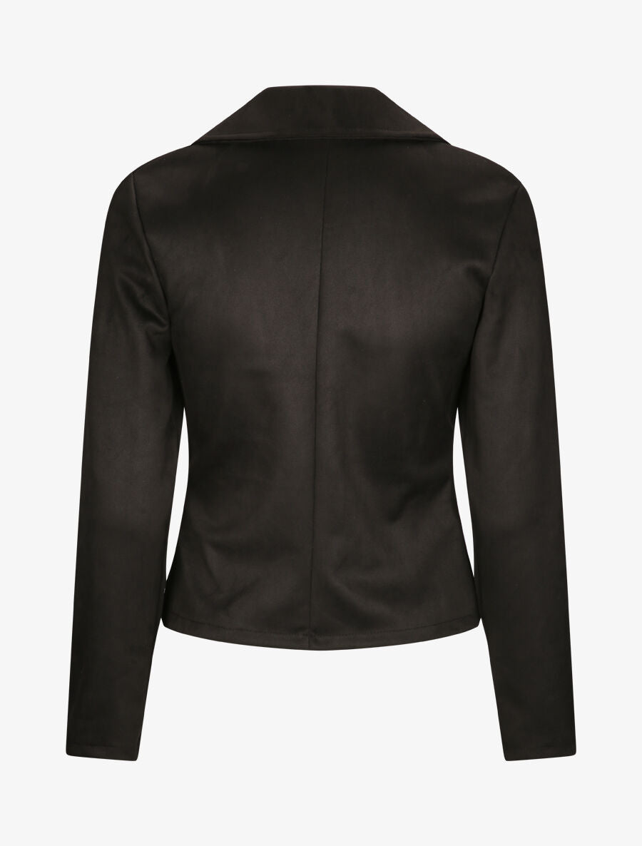Perfecto droit en suédine poches zippées - Noir - 2