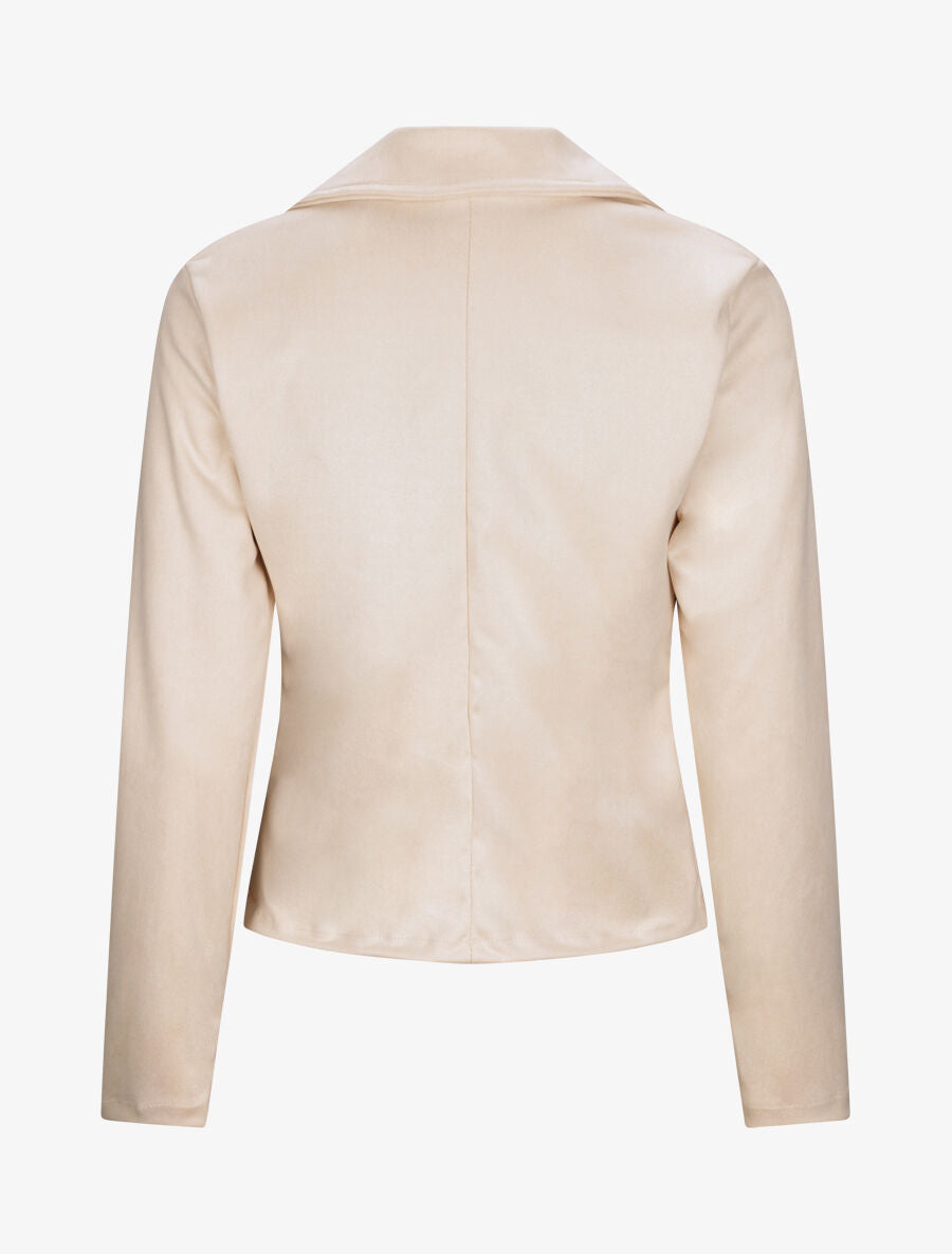 Perfecto droit en suédine poche zippée décorative - Beige - 2