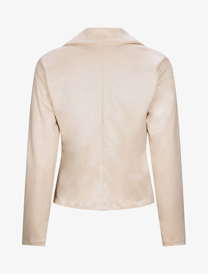 Perfecto droit en suédine poche zippée décorative - Beige - 2