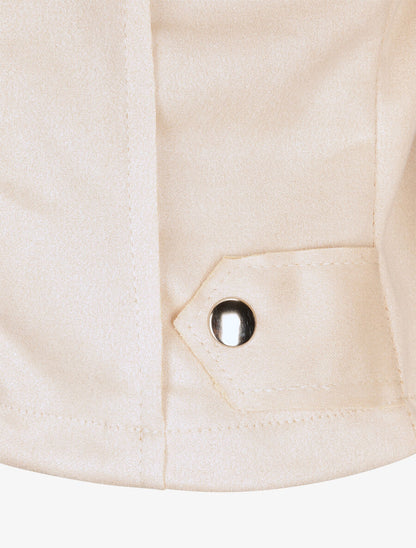 Perfecto droit en suédine poche zippée décorative - Beige - 3