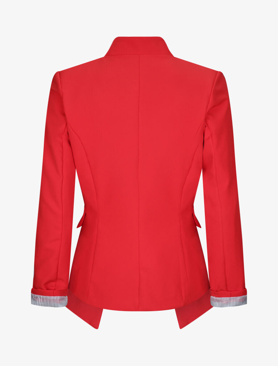 Blazer droit uni à col cranté - Rouge - 2