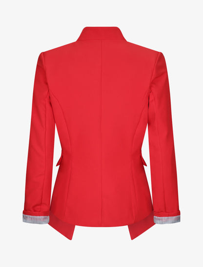 Blazer droit uni à col cranté - Rouge - 2