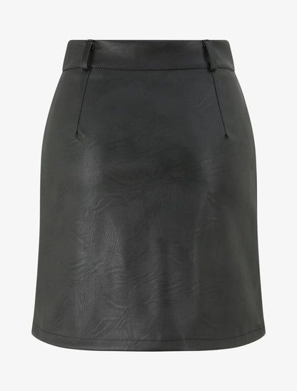 Jupe zippée en simili - Noir - 2