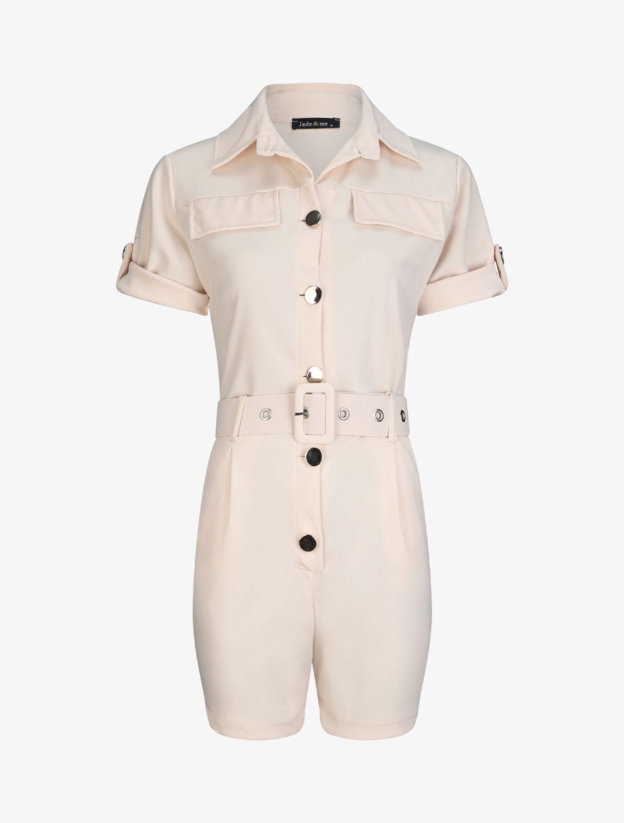 Combishort fluide unie - Beige - 1