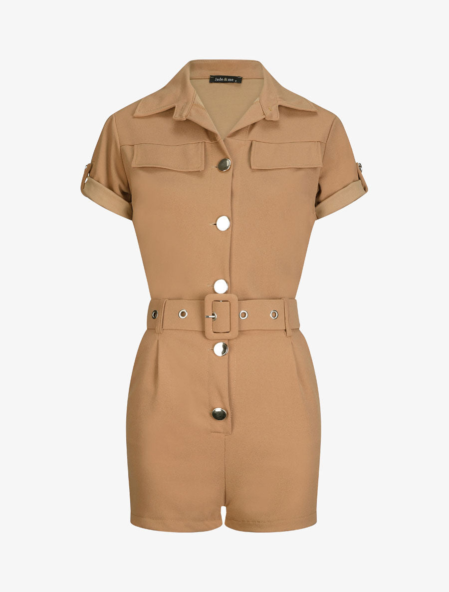 Combishort fluide unie - Camel - 5