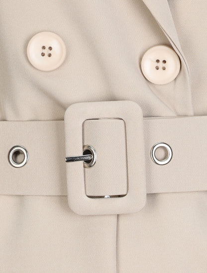 Combishort uni à bords à revers - Beige - 3