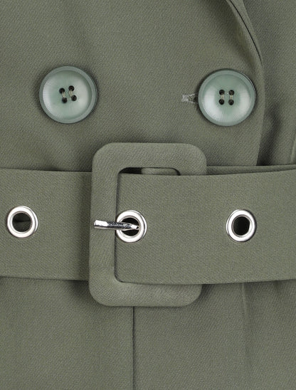 Combishort uni à bords à revers - Kaki - 3