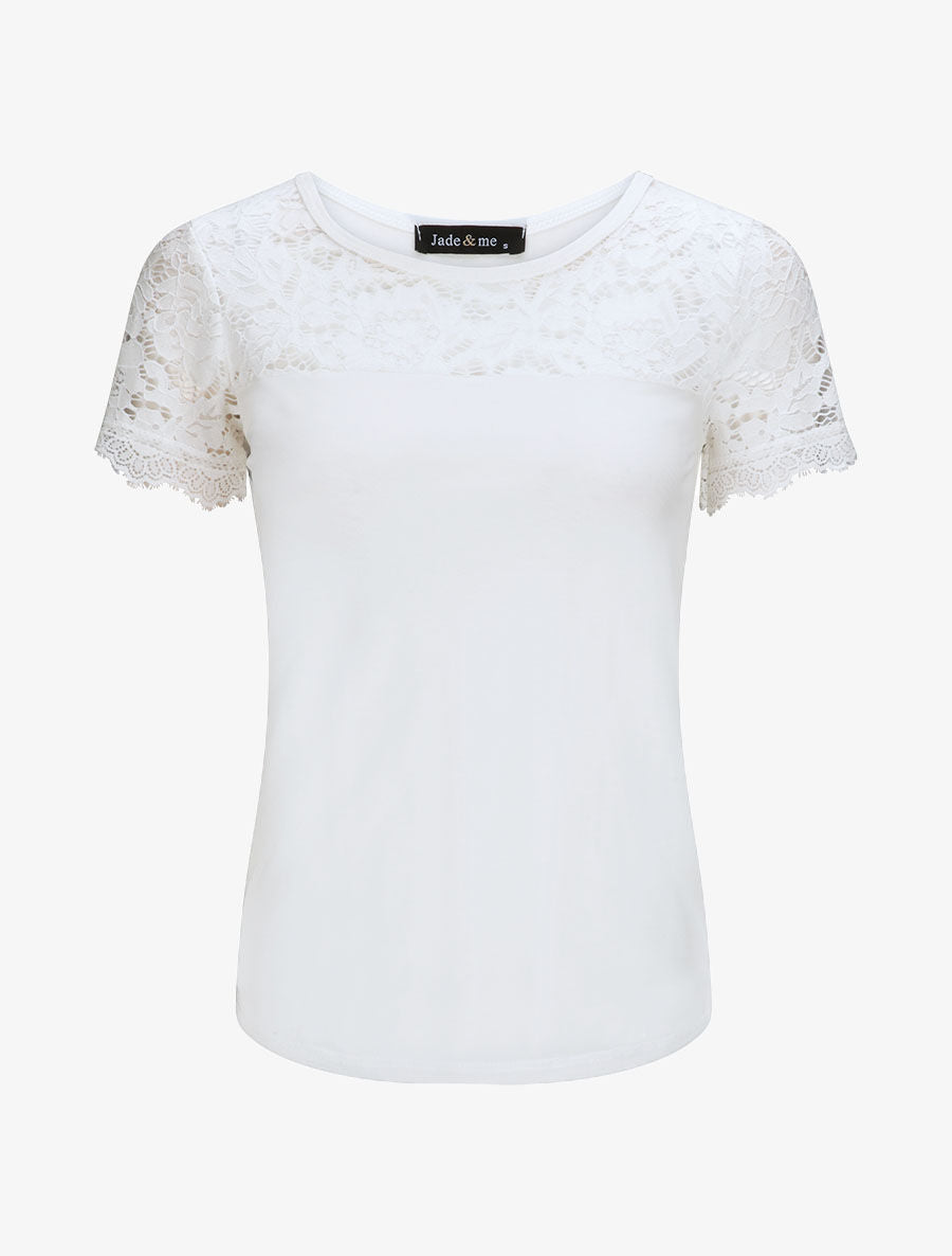 Top en tulle et à dentelle - Blanc - 2