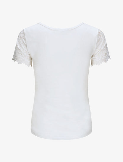 Top en tulle et à dentelle - Blanc - 3