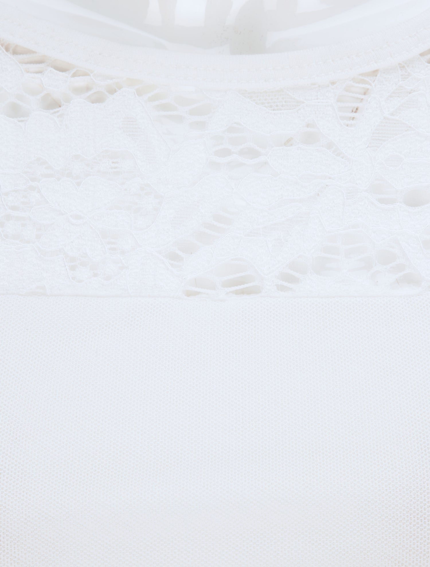 Top en tulle et à dentelle - Blanc - 4