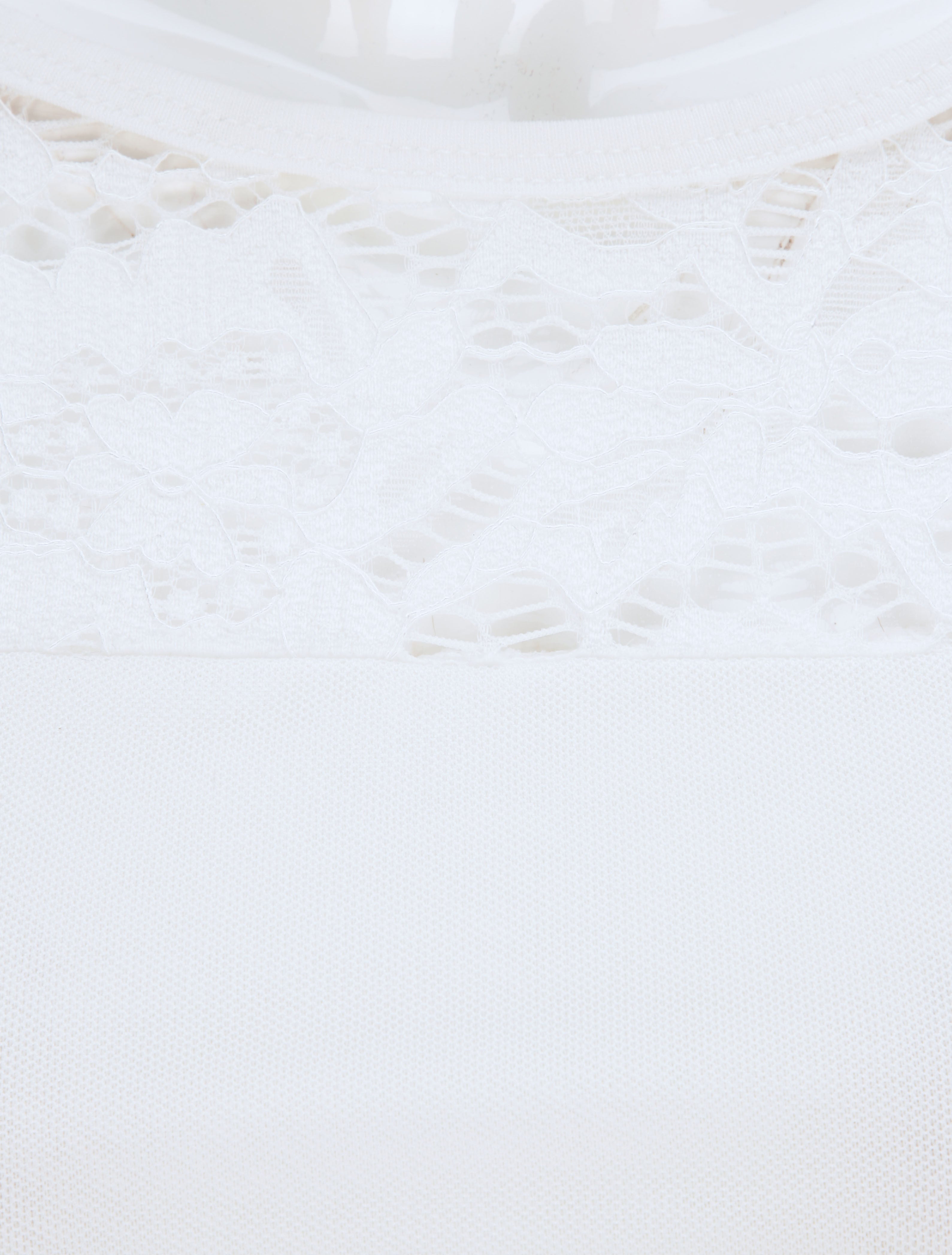 Top en tulle et à dentelle - Blanc - 4