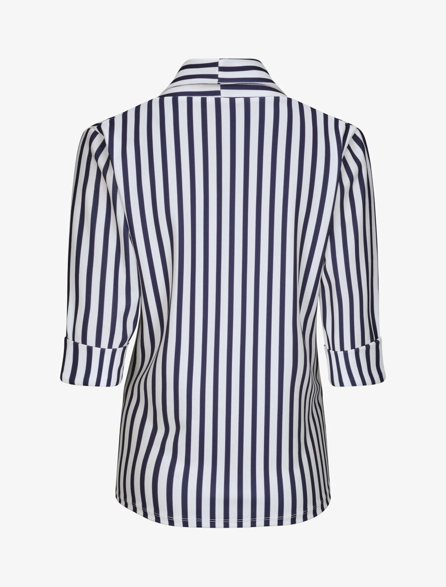 Blazer droit rayé à manches 3/4 - Marine - 2