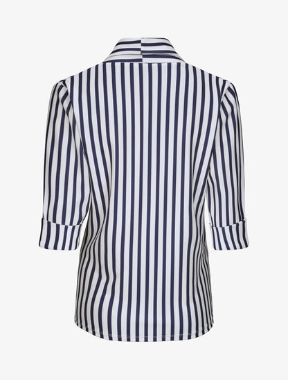 Blazer droit rayé à manches 3/4 - Marine - 2