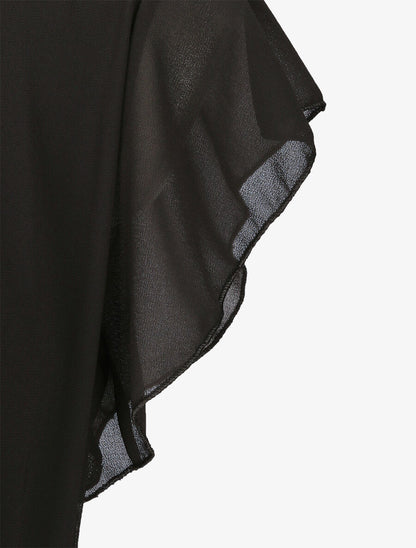 Robe mi-longue droite à dos en crochet - Noir - 4