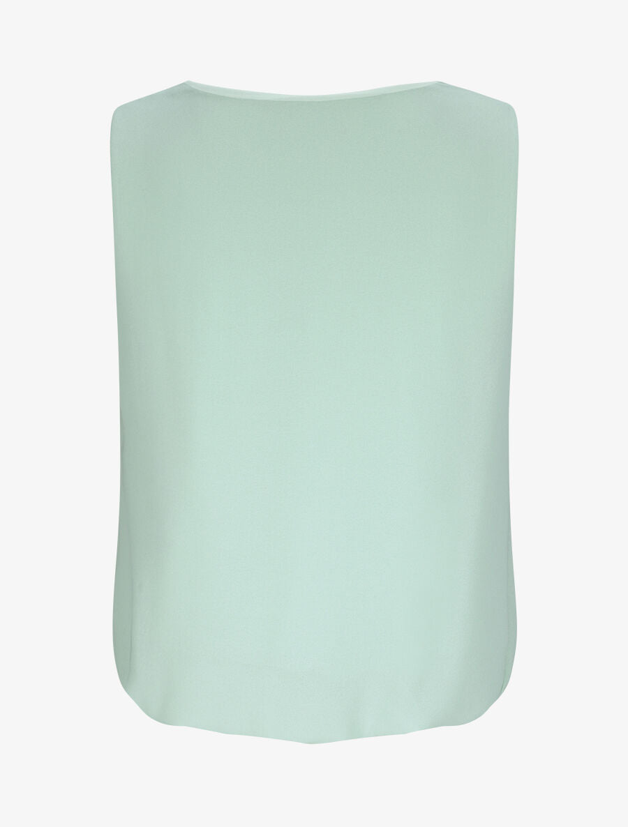 Top voile droit uni et col bénitier - Vert amande - 2