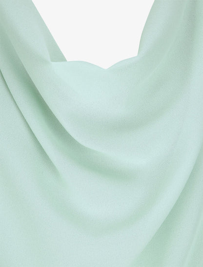 Top voile droit uni et col bénitier - Vert amande - 3