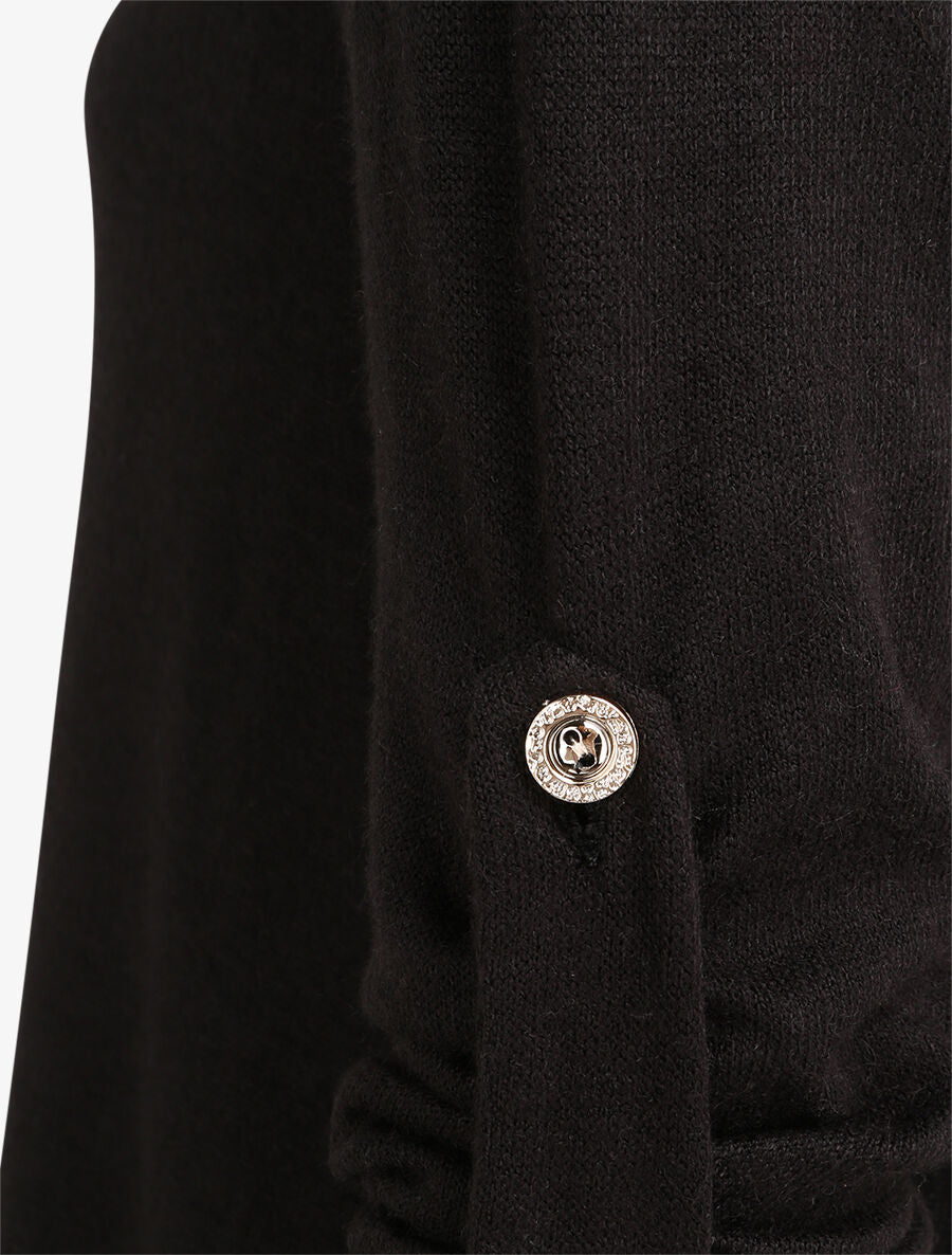 Pull fin à dos ouvert à détail dentelle - Noir - 3