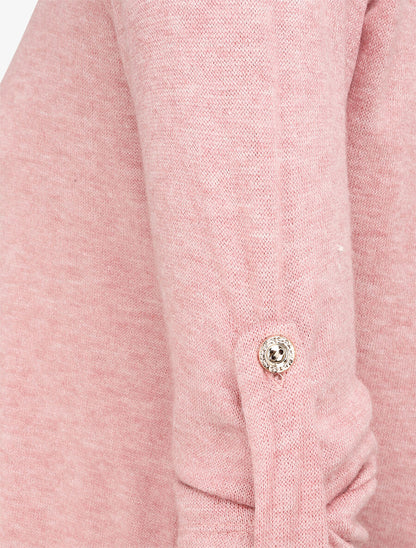 Pull fin à dos ouvert à détail dentelle - Rose - 3