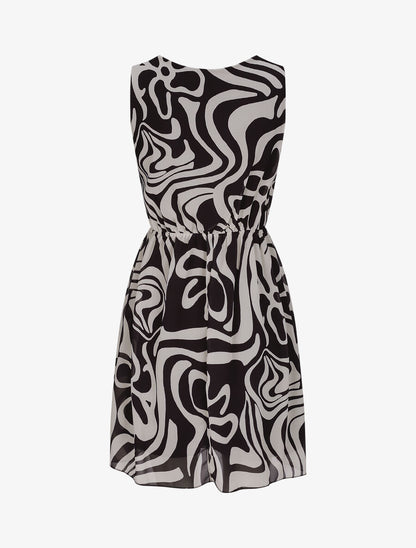 Robe en voile à imprimé graphique - Noir - 2