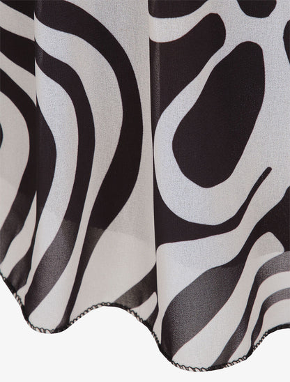 Robe en voile à imprimé graphique - Noir - 3