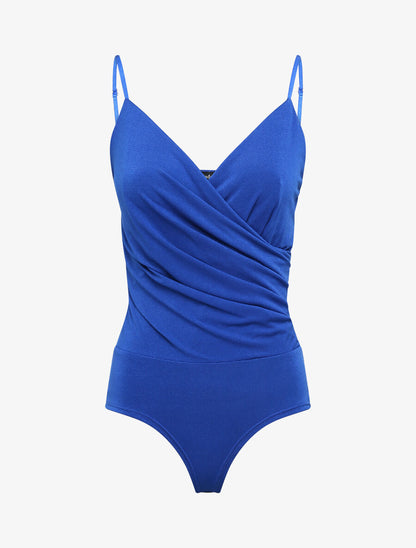 Body ajusté cache-coeur à fines bretelles - Bleu électrique - 1