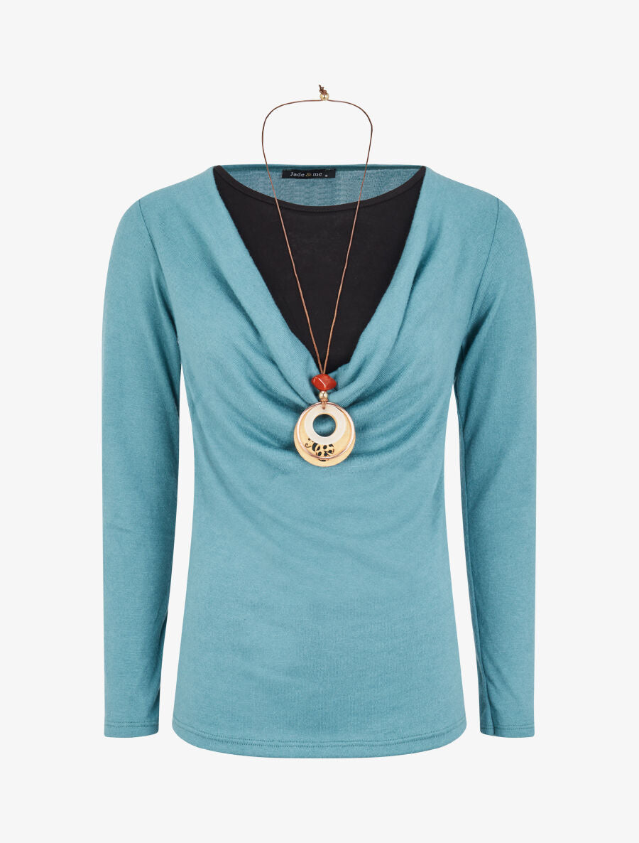 Pull à col bénitier et t-shirt en trompe l&
