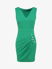 Robe portefeuille à boutons stylisés - Vert - 1