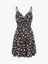 Robe cache-coeur fleurie à fines bretelles - Noir - 5