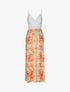 Robe longue empire imprimé plantes tropicales et buste dentelle - Jaune - 5