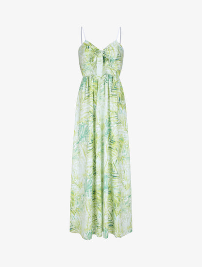 Robe longue à imprimé fleurs tropicales - Vert d&