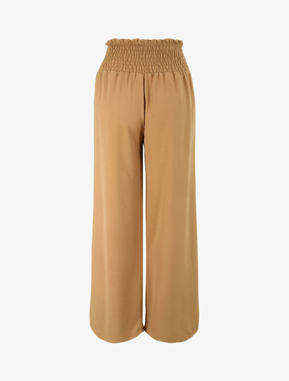Pantalon ample à taille élastiquée - Camel - 2