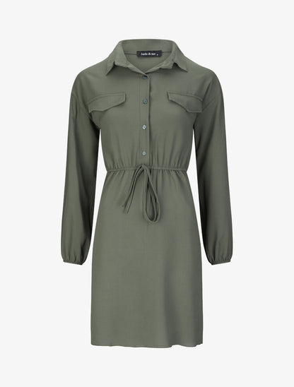 Robe chemise cintrée - Kaki - 1