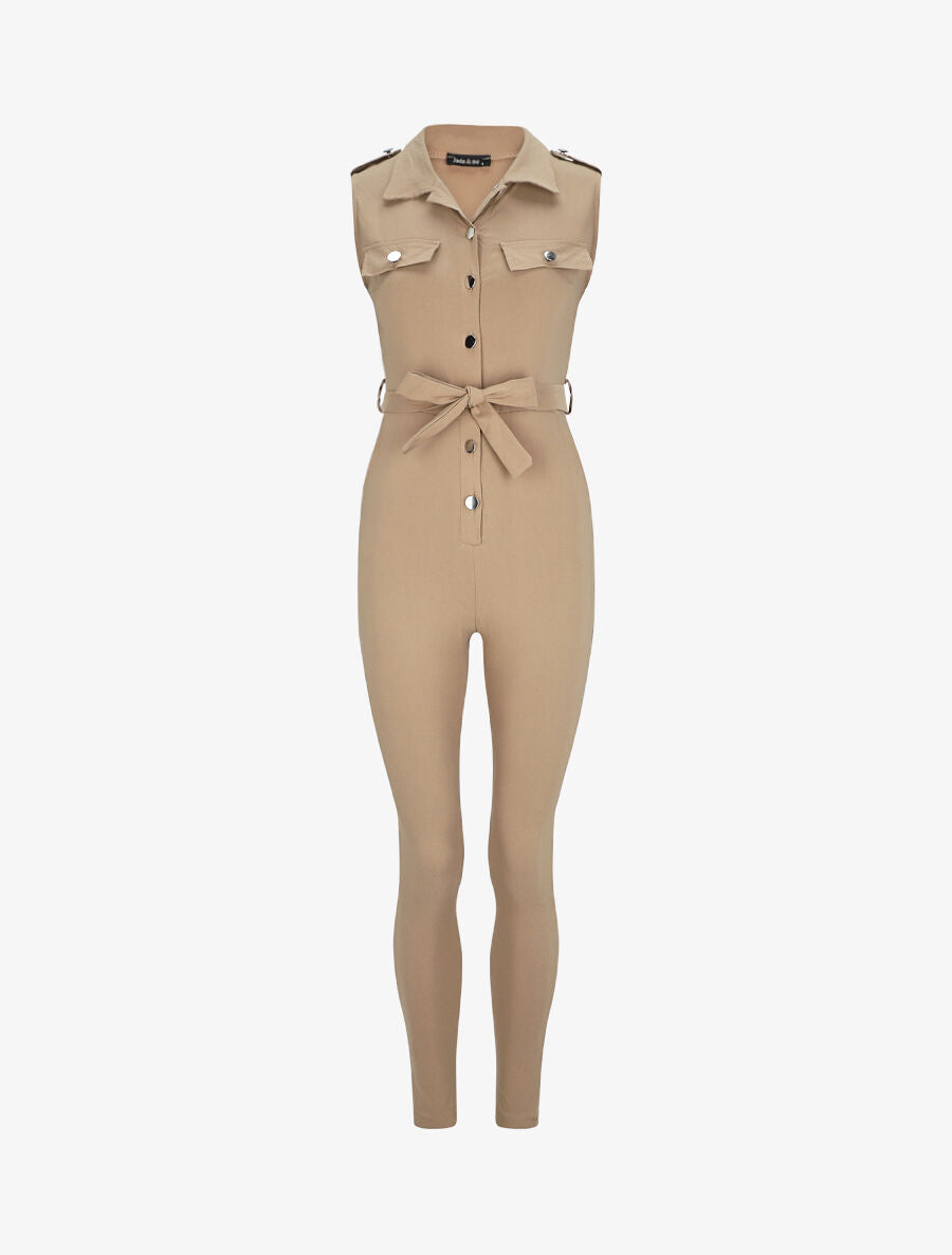 Combinaison stretch slim - Camel - 1